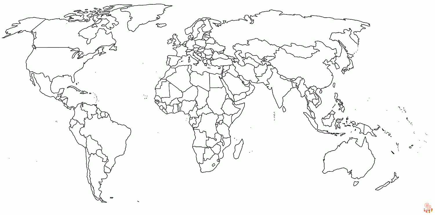 Wereldkaart Kleurplaat 1