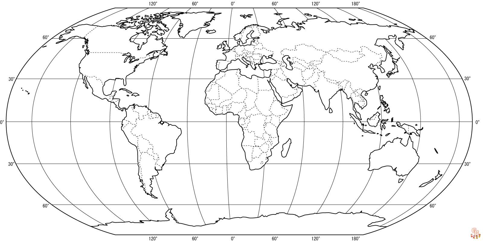 Wereldkaart Kleurplaat 1