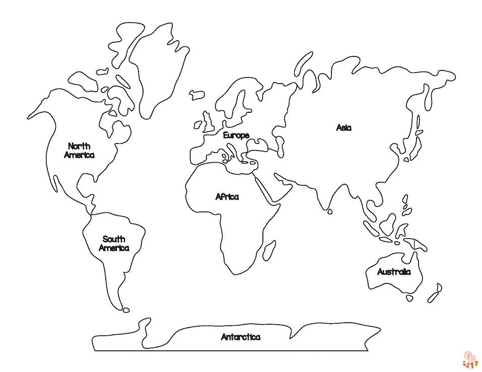 Wereldkaart Kleurplaat 11