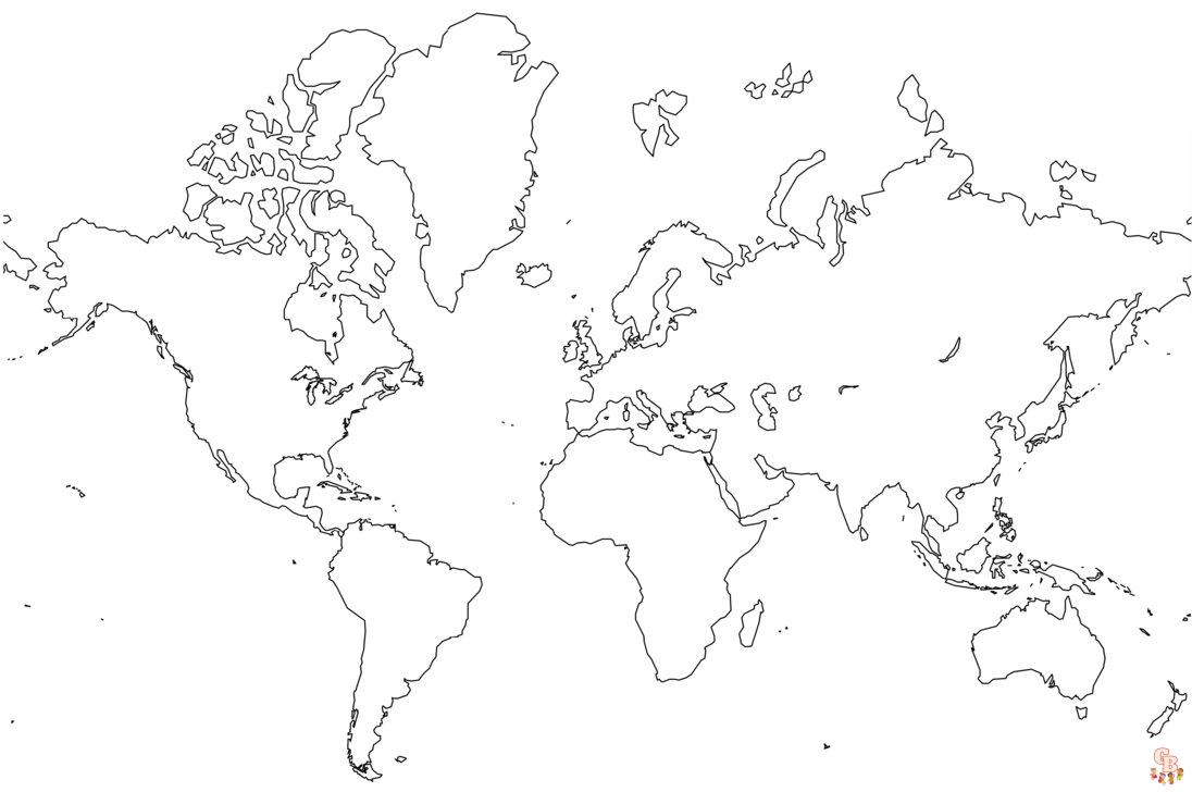 Wereldkaart Kleurplaat 12