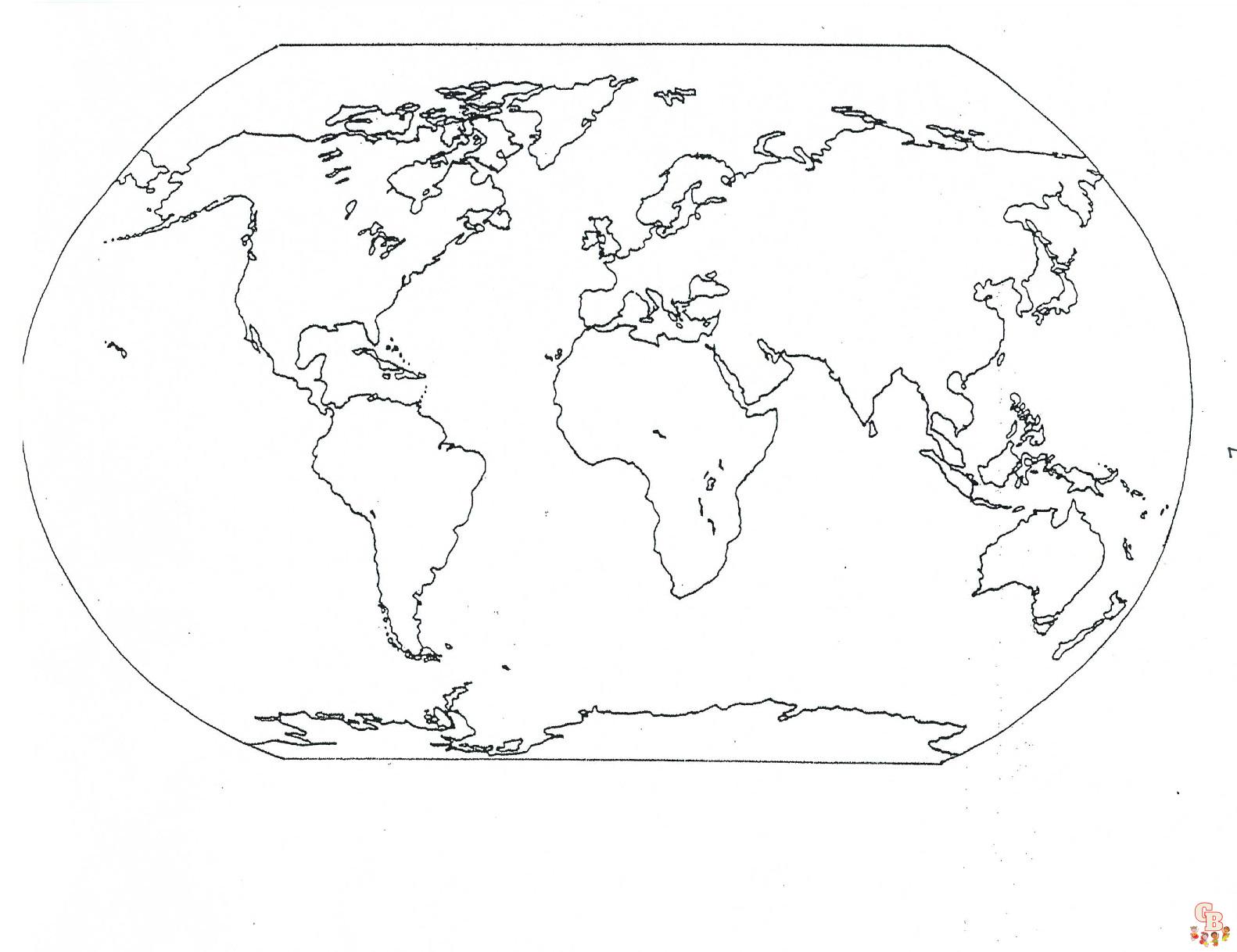 Wereldkaart Kleurplaat 4