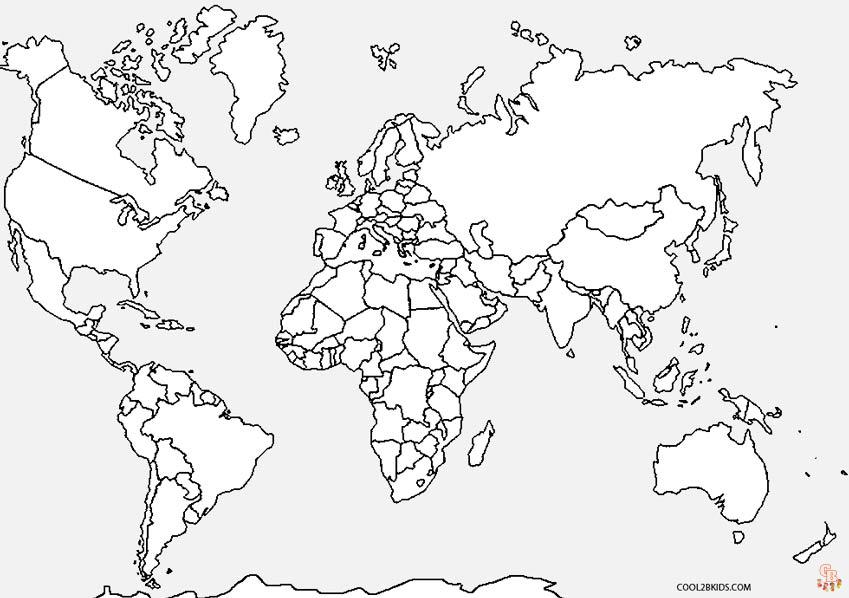 Wereldkaart Kleurplaat 6