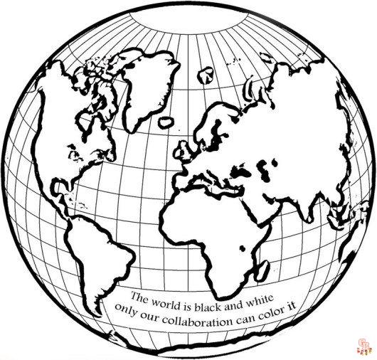 wereldbol kleurplaat 2