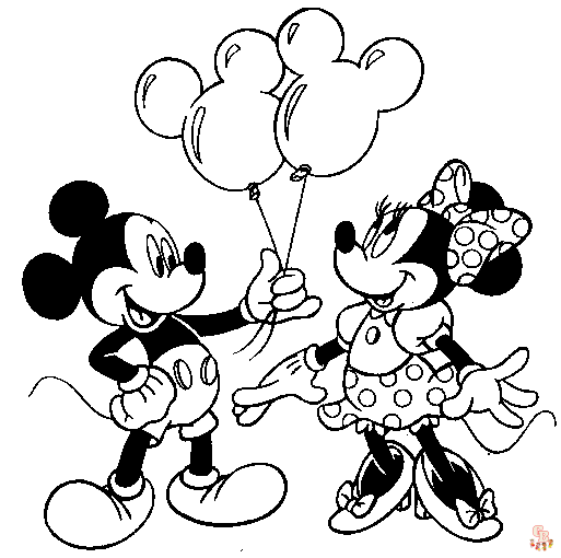 kleurplaat van mickey en minnie mouse