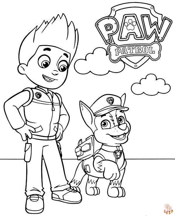 kleurplaat van ryder paw patrol