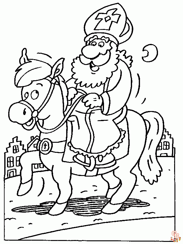 sinterklaas paard kleurplaat printen 1