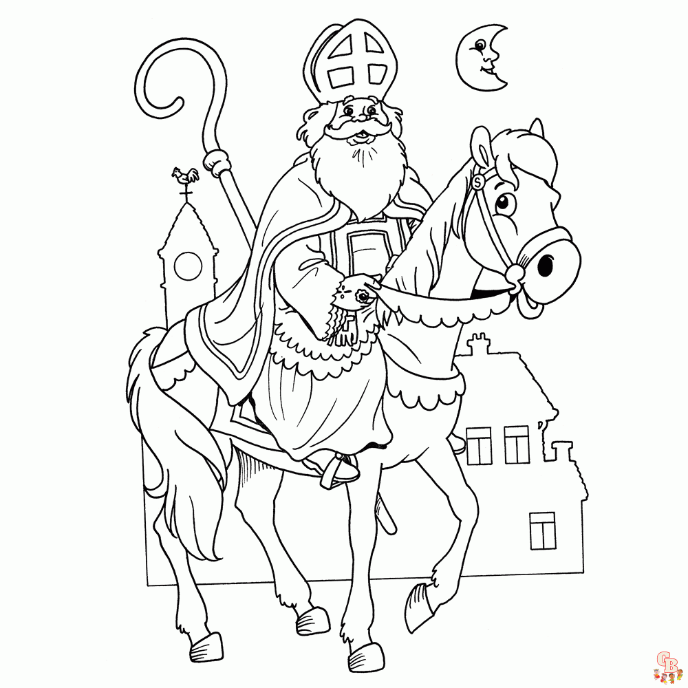 sinterklaas paard kleurplaat printen 2