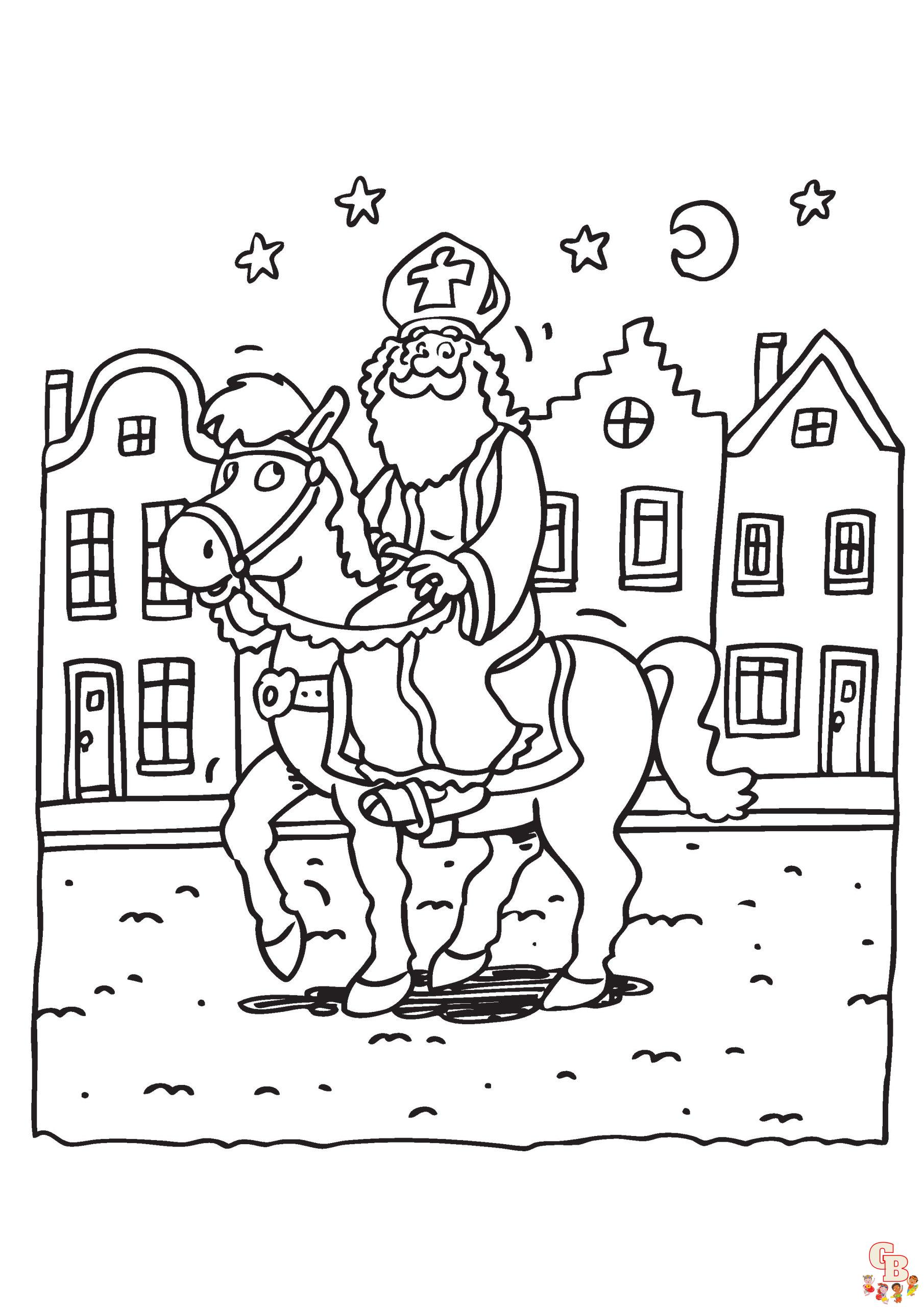 sinterklaas paard kleurplaat printen 5