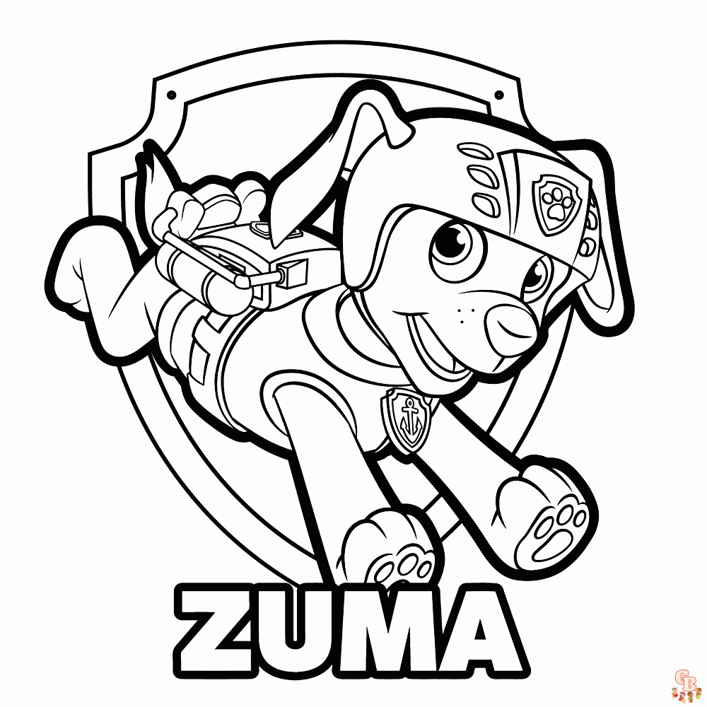 zuma paw patrol kleurplaat makkelijk