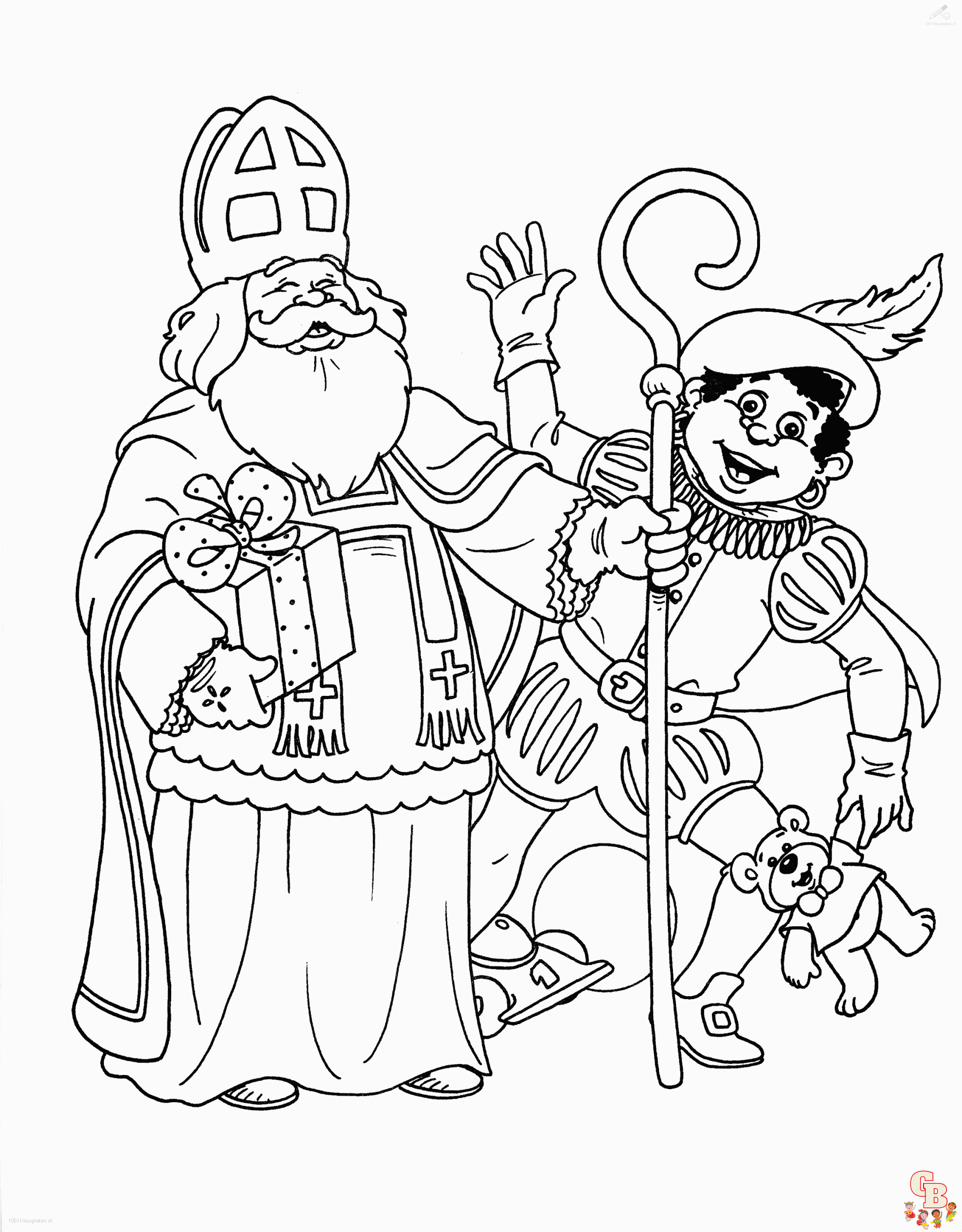 sinterklaas en piet kleurplaat