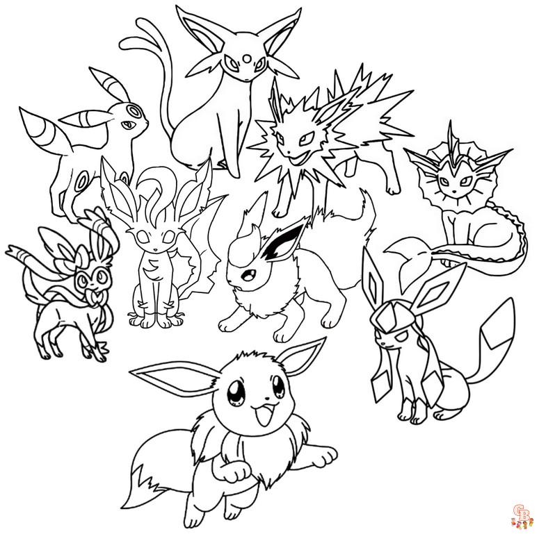 Pokemon Eevee Evolution Kleurplaat 3