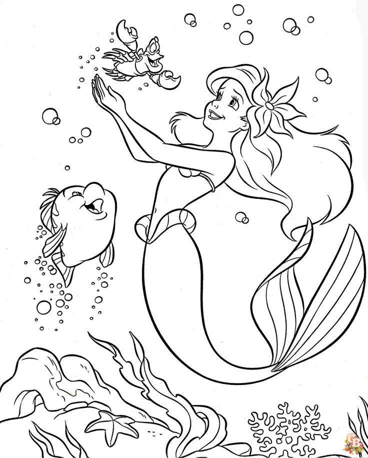 ariel coloring pages disney princess ariel sheets for kids 7