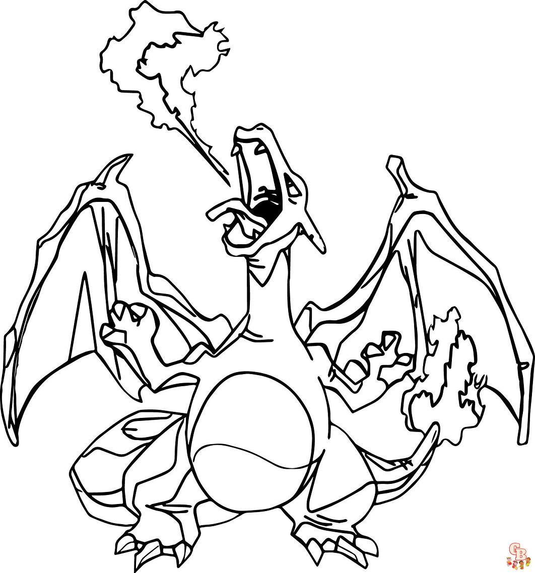 Gratis Charizard Kleurplaten voor Kinderen om te Printen - Leuke en Originele Cartoon en Realistische Charizard Kleurplaat