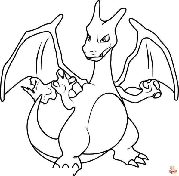 Gratis Charizard Kleurplaten voor Kinderen om te Printen - Leuke en Originele Cartoon en Realistische Charizard Kleurplaat