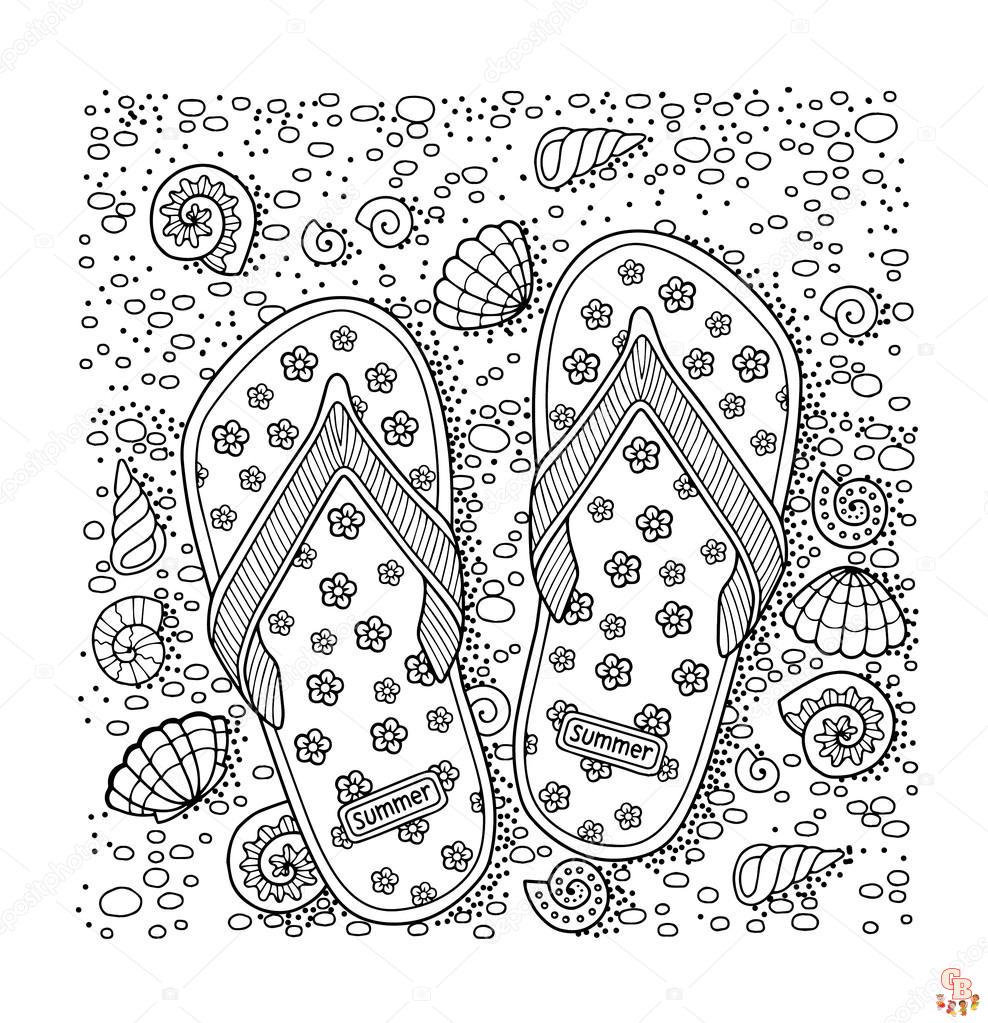 depositphotos 115499704 stockillustratie zee strand slippers zand en