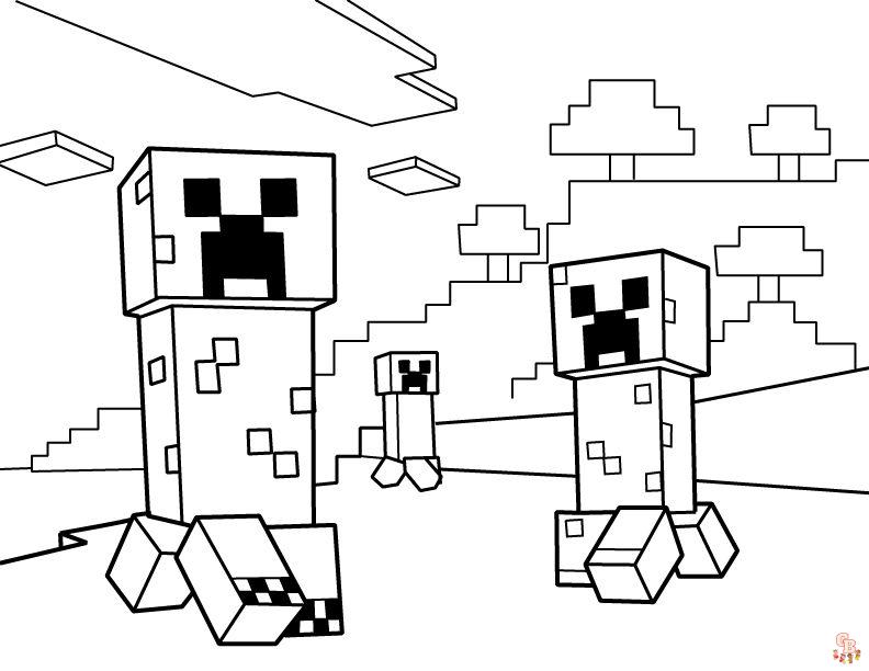 Gratis kleurplaten Minecraft - Minecraft-personages om te kleuren