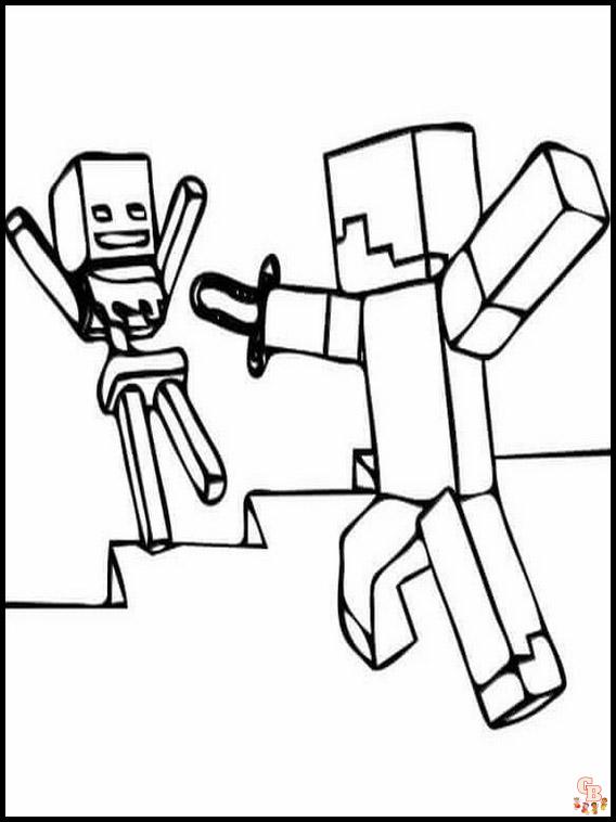 Gratis kleurplaten Minecraft - Minecraft-personages om te kleuren