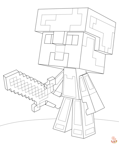 Gratis kleurplaten Minecraft - Minecraft-personages om te kleuren