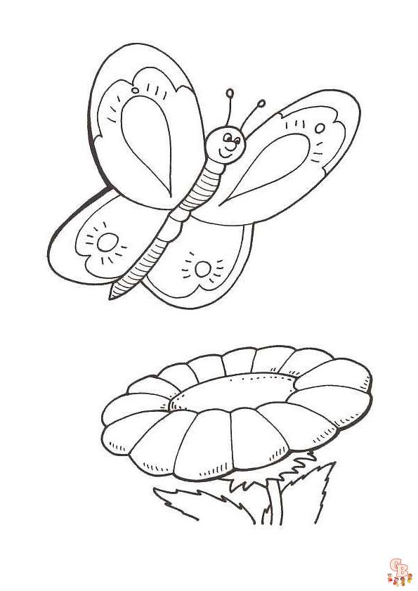 kleurplaten van vlinders en bloemen 1