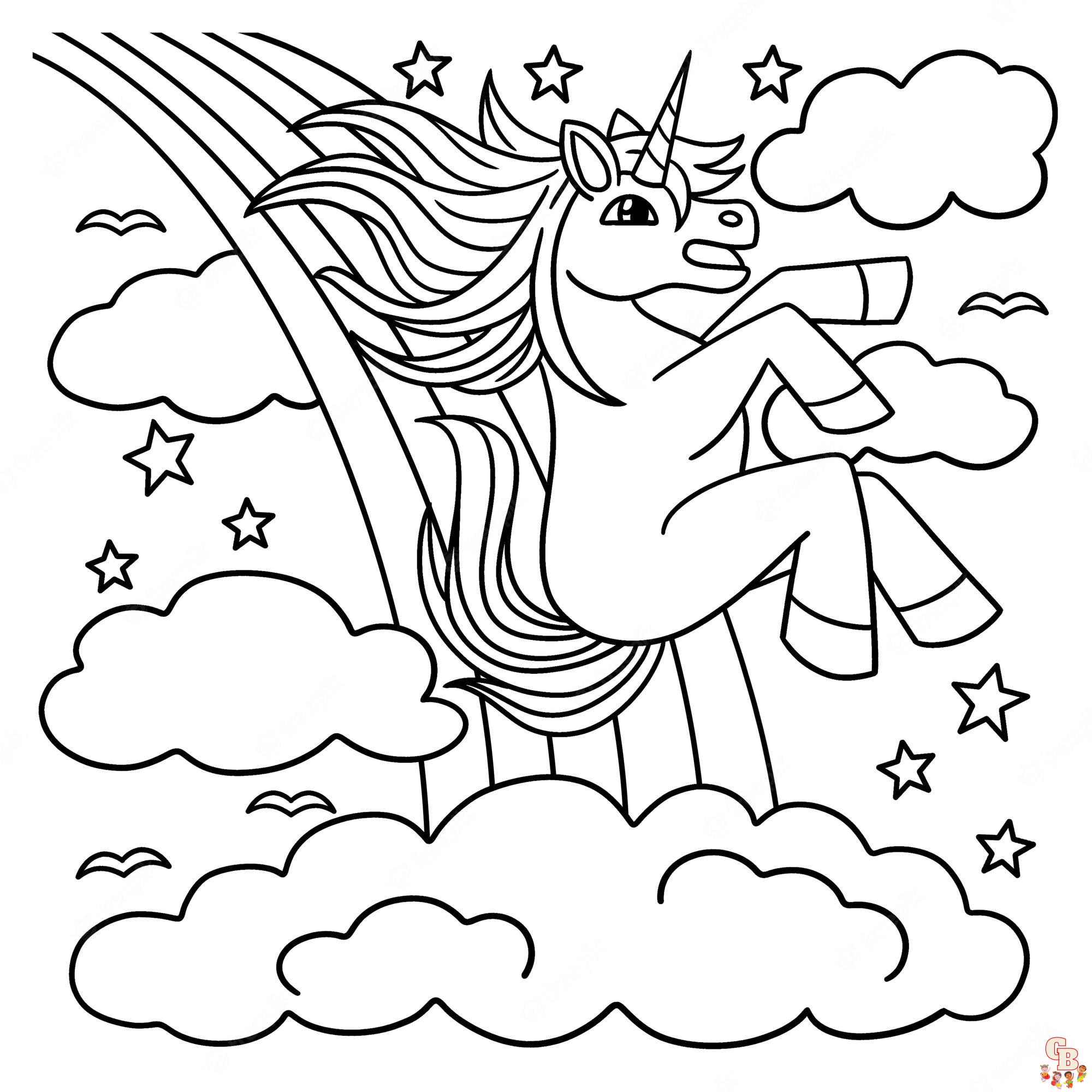 Kleurplaat Unicorn Regenboog - Gratis, Schattige Realistische Kleurplaten