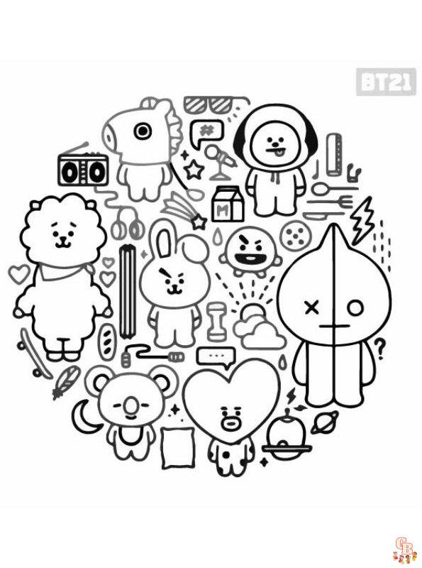 BT21 kleurplaten 1